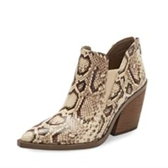 Vince Camuto Gradina Reptile Snake Print Stacked Heel Ankle Bootie Women Size 9 - Picture 1 of 10